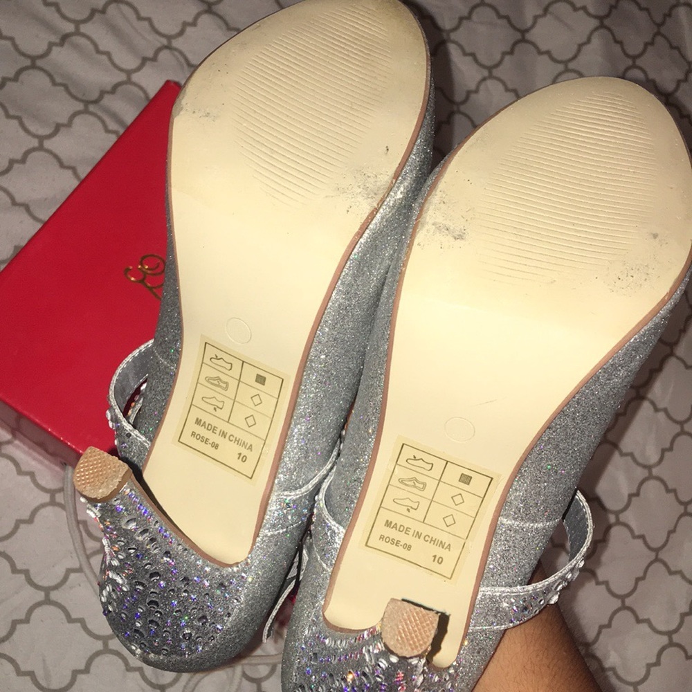 Silver Glitter Heels - image 4